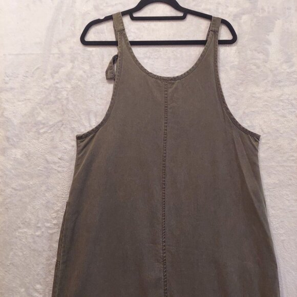 Valerie Stevens Maxi Dress Womens PL Lagan look Charcoal Gray Pinafore Bib flowy - Picture 10 of 12